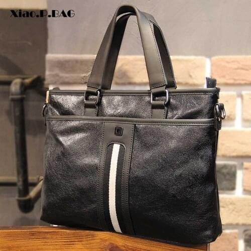 Xiao.P Brand Men PU Leather Handbags Totes Square Briefcase Crossbody Bag Laptop Bag Casual Single Shoulder Bag Business Package