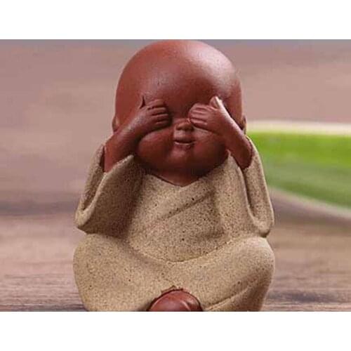 Purple Sand Buddha Monk Tea Tray Decor Accessories Buddha Tea Pet Handmade Cartoon Little Monk Ornaments