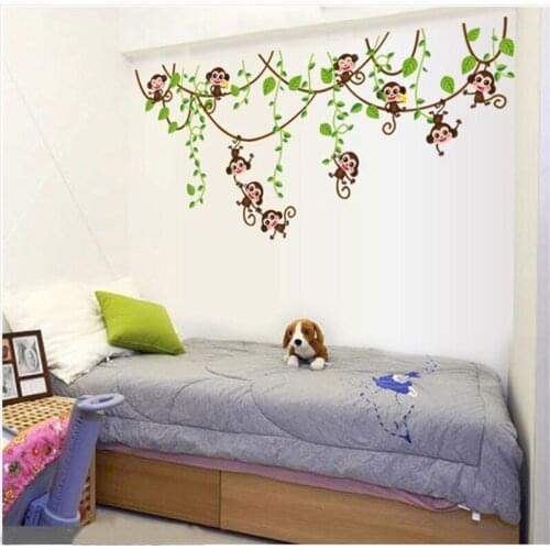 Hot New Monkey Jungle Tree Wall Sticker Removable PVC Vinyl Art Decals Kid Nursery Decor