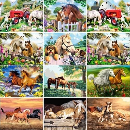 HUACAN Pictures By Number Horse Animals Wall Art Drawing Acrylic Picture By Numbers DIY Hand Painted Gift Home Decoration