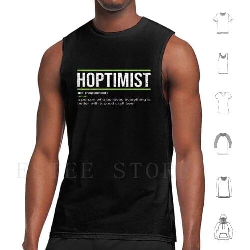 Hoptimist Definition For Beer Lovers Tank Tops Vest Cotton Authentic Hoptimist College Font Distressed Design Classic Beer