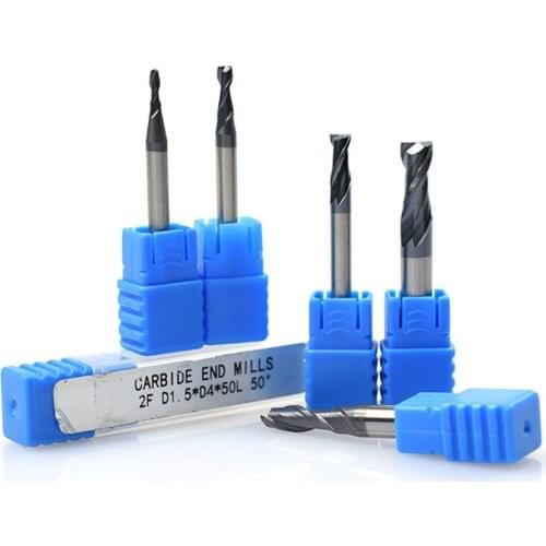6pcs 1.5-6mm 2 flute tiain coating flat end mill carbide end mill hrc 45 cnc router machine bit end mill bit