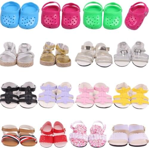 Doll Shoes Summer Plastic PU Hole Beach Sandals Fit 18 Inch Girl& 43 Cm Reborn Baby&43 Cm Nenuco Doll ,Holiday Gift For Children