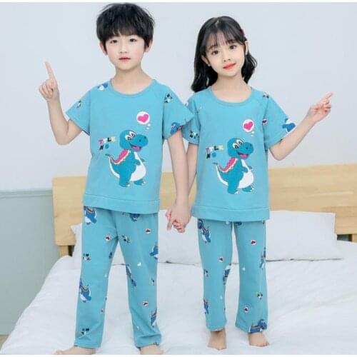 Summer Short Sleeved Pyjamas Set Kids Boys Girls Clothes Inflant Baby Pajamas Cartoon Animal Nightwear Suit Childrens Sleepwear