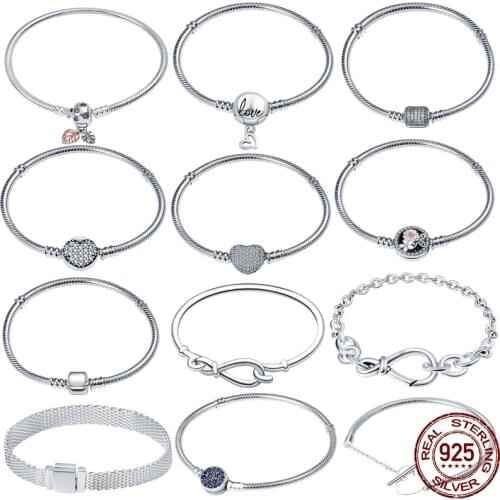 Hot Sale Classic Series 100% 925 Sterling Silver Heart Bracelet Fit Original Beads Charms DIY Jewelry Gift For Women