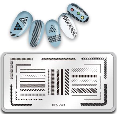 MiFanXi Nail Art Stamp Template Geometric Line Nail Stamping Manicure Plate Stencil