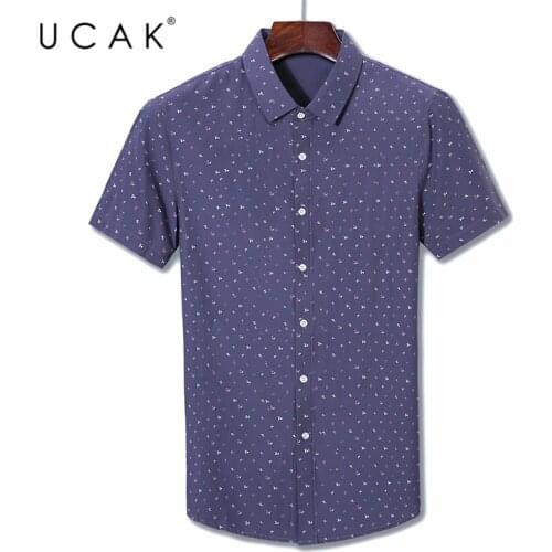 UCAK Brand Men Polka dot Shirts Clothes 2020 Summer New Arrival Short Sleeve Shirt Homme Turn-dwon Collar Tops Clothing U6059