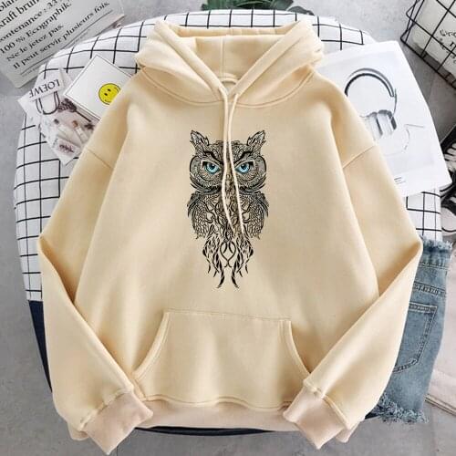 Male Hoodies Mens Blue Eyed Owl Animal Picture Printing Clothes Mens Oversized Casual Slim Hoodie Japan Style Sweatshirt Males