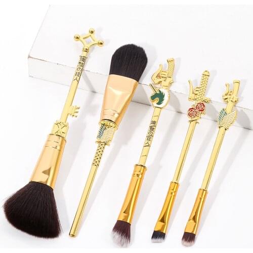 5PCS/SET Attack On Titan Makeup Brushes Anime Brush Set with bags