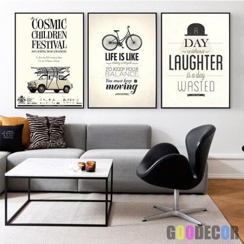 Wall Art Print Posters Letter Vintage Car Bike Canvas Painting Nordic Poster Wall Pictures For Living Room Home Decor