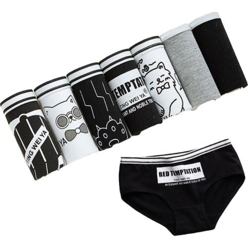 New 7 Pcs/lot Cotton Panties Women Sexy Briefs Lingeries Comfort Brief Girls Panties Womens Intimate Plus Size Underwear Lady