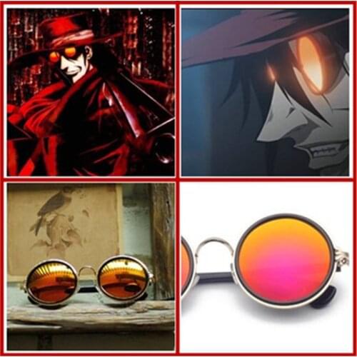 New Amine Prop HELLSING Alucard Vampire Hunter Tailored Glasses Orange Sunglasses Cosplay Free shipping