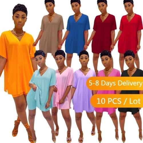 Bulk Items Wholesale Lots Loose Two Piece Set Women Loungewear Summer Tracksuit Women Casual Oversized T Shirt and Shorts Sets