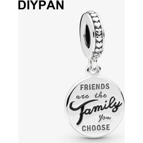 Fit Original Pandora Charms Bracelet 925 Sterling Silver Friends Are Family Dangle Charm Women Fashion Jewelry DIY Berloque