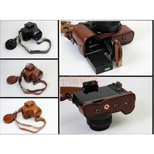 Pu Leather Camera Case Bag For Canon EOSM50 M50 With 15-45mm Lens Openning Bottom Cover With Strap Mini Pouch