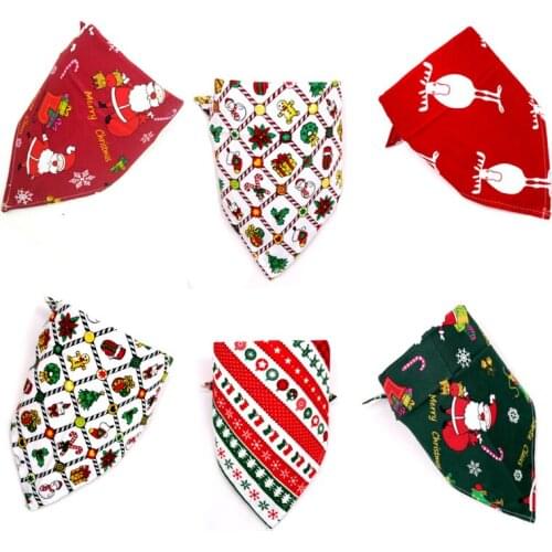 10pcs Christmas Cat dog Bandana Bibs Scarf Collar Pet Neckerchief Scarf Waterproof Saliva Towel For Medium Large Dog Accessories