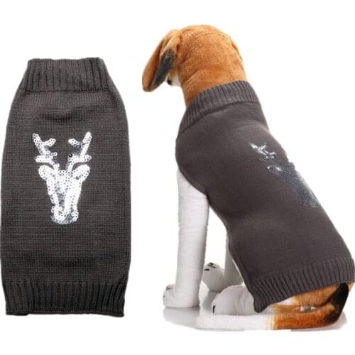 Christmas Elk Pet Dog Sweater Clothes Small Large Puppy Cat Jumper Deer Scales Embroidered Jersey For Chihuahua Golden Retriever