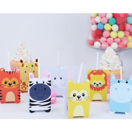 Safari Animals Favor Box Candy Box Gift Box Gift Bags Cupcake Box Wrapping Boy Kids Birthday Decoration Event Party Supplies