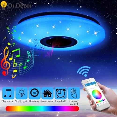 Nordic RGB Ceiling Light for Bedroom Living Room Ceiling Lamp with Bluetooth Speaker Dimmable Colors Light Bedroom Lighting