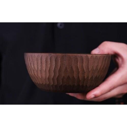 Tableware Retro Wooden Rice Noodle Bowl Solid Whole Wood Salad Bowls