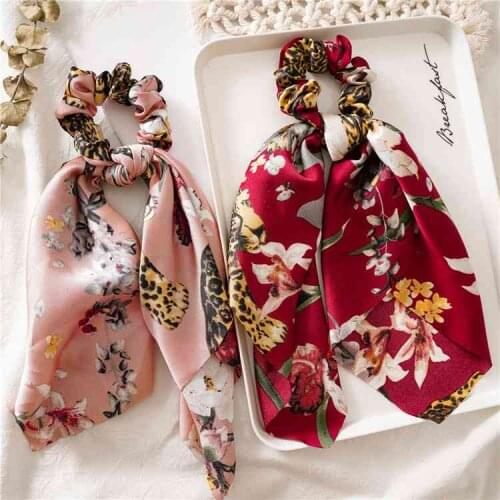 Spring and summer new retro big flower ponytail ribbon large intestine circle womens headgear hair circle