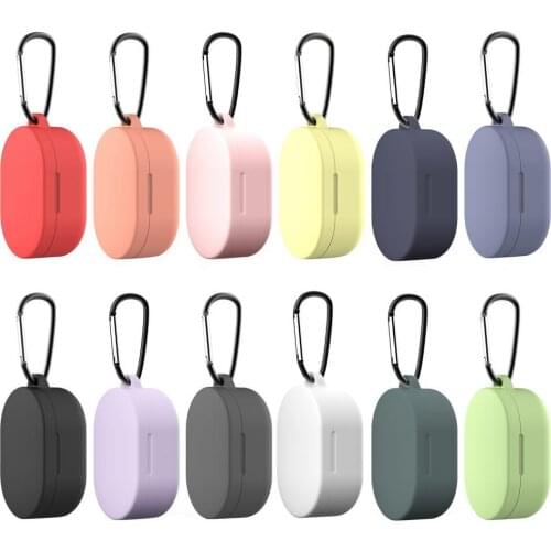 Wireless Bluetooth Earphone Anti-fall Protective Silicone Case Storage Cover with Carabiner for Redmi AirDots 3