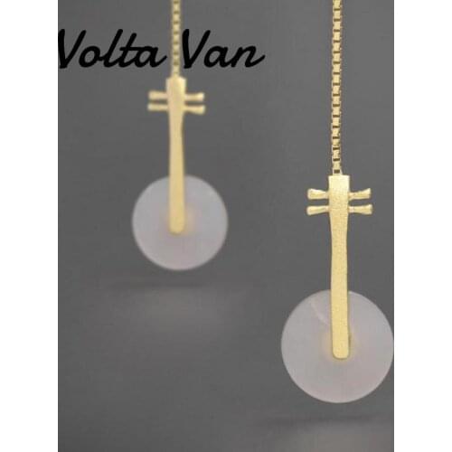 Volta Van Jade Drop Earrings 925 Sterling Silver Pendientes Plata 2021 New Vintage Elegant Fine Jewelry Concise Women Earrings