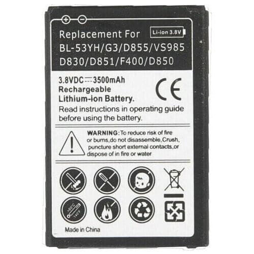10pcs/lot 3500mAh Replacement Li-ion Battery For LG G3 BL-53YH G3 D855 F400 D830 D850 VS985 D850 D851
