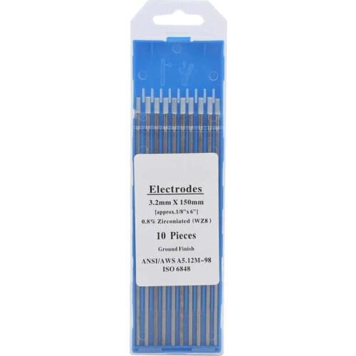 10Pcs WZ8 Rod Zirconium Tungsten Electrode Arc Needle for Welding Aluminum White 3.2mm Tungsten electrode