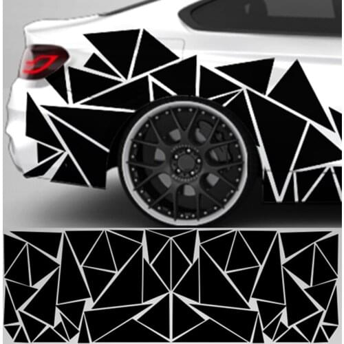 2021 New 200x60cm Triangles Car Side Sticker Matte Black Camouflage Vinyl Decal Side Body Stickers DIY Decoration Universal