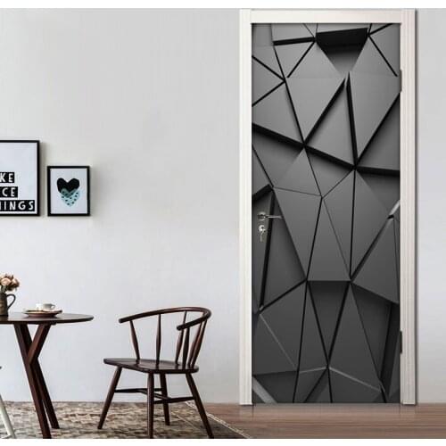 Door Stickers 3D Abstract Geometric Mural Wall Decals Living Room Bedroom Home Decor PVC Self-adhesive Waterproof Door Sticker