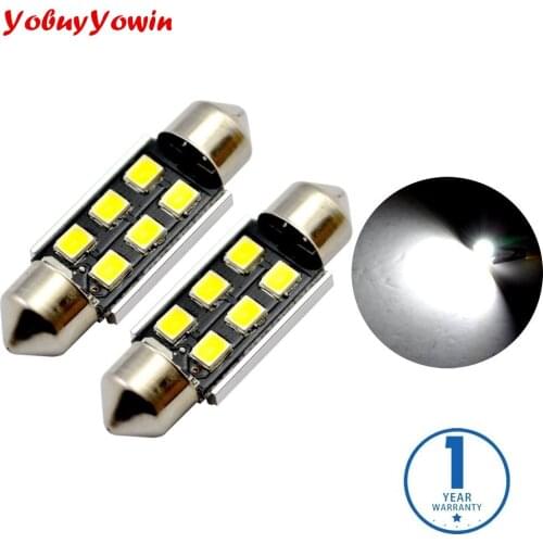 4*White Canbus Error Free LED Bulbs for Interior Car Lights License Plate Dome Map Marker Door Courtesy 36MM Festoon 6418 C5W