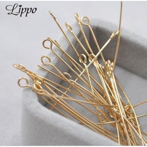 50pcs 0.5*45mm Real Gold plated 9 Shape Pins Connector Copper 9 Needles Beads Material Eye Hole DIY Jewerly Accessories