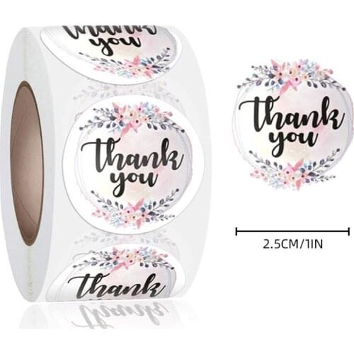500pcs Scrapbooking Thank You Stickers Seal Cute Kraft Adhesive Labels Gift Stickers Kitchen Jar Personalized Round Sticker Roll