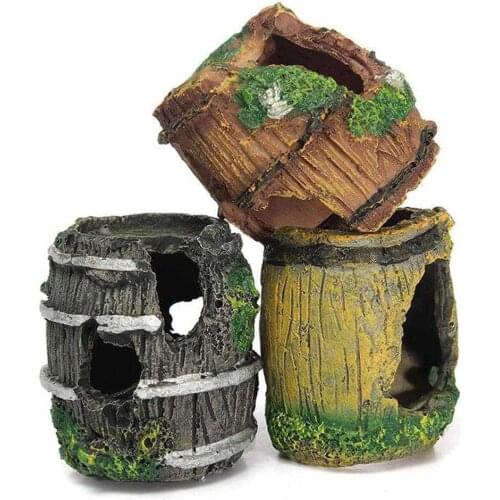 Aquarium Ornament Aquarium Resin Craft Barrel Shrimp Hiding Landscaping Fish Tank Ornament Decor Pet Products