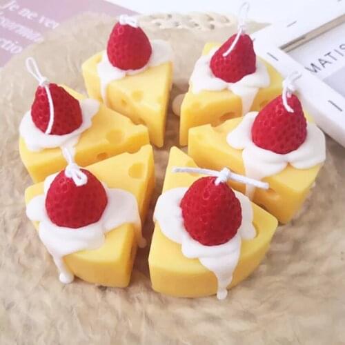 1Pc Wedding Birthday Party Scented Candle Cute Strawberry Cherry Cheese Aromatherapy Candles, Photo Props, Bedroom Decorations