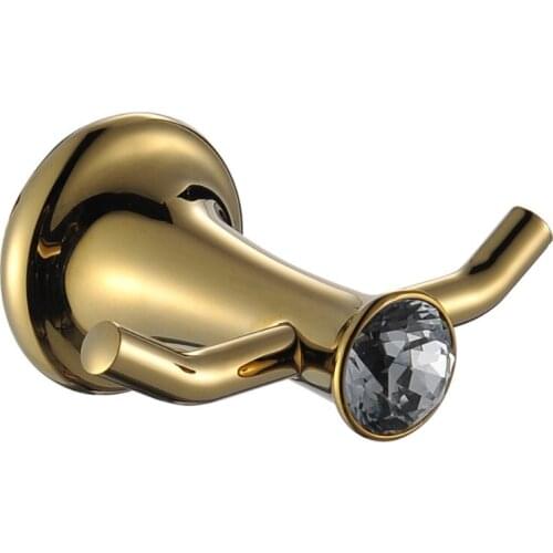 Free Shipping small crystal & brass gold robe hook bathroom hangings gold towel rack clothes hook