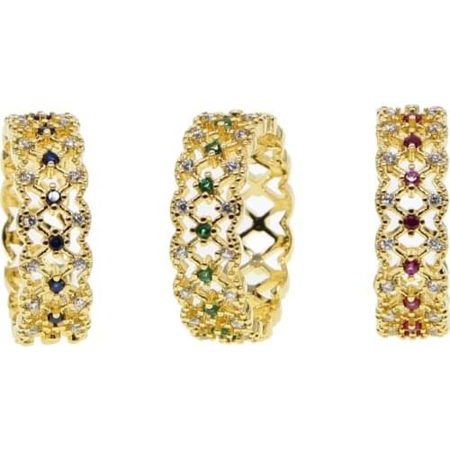 Bohemia Fashion women girls elegant Ring Gold Color Mosaic Colorful cz delicate midi finger Rings For Women Turkish Jewelry