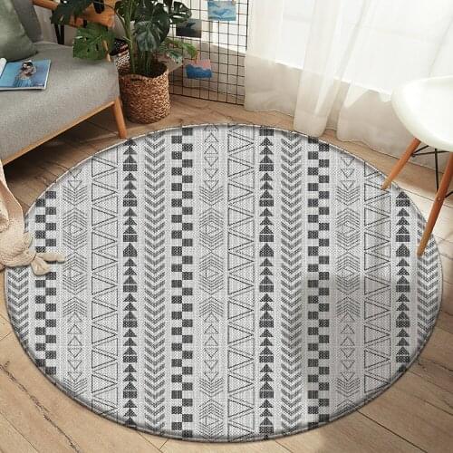 Bohemian Round Carpet Printed Flannel Area Rug Room Floor Non-Slip Printed Carpet For Living Room Bedroom Home Decorative Crapet