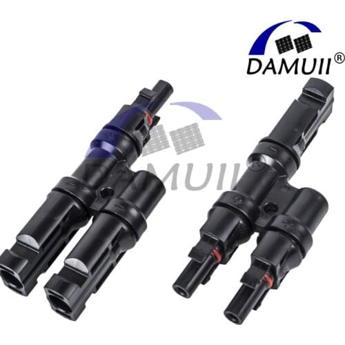 DAMUII Solar Power Connector 1 Pair 2T Branch Connectors M/FM Solar Panel Cable Coupler Combiner Panel Cables Connectors