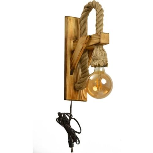 Antique House Wooden Slatted Wall Sconce With Plug