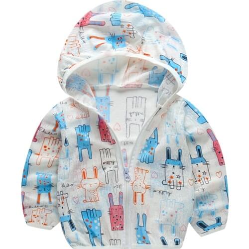 Childrens zipper sun protection clothing Boy and girl jacket hooded air conditioning shirt Childrens breathable sunscreen jack