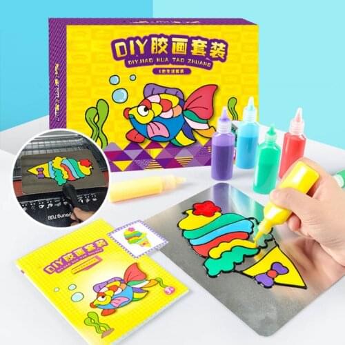 Kids DIY Drawing Toys Cartoon Glue Tempera Painting for Kindergarten Educational Art Craft