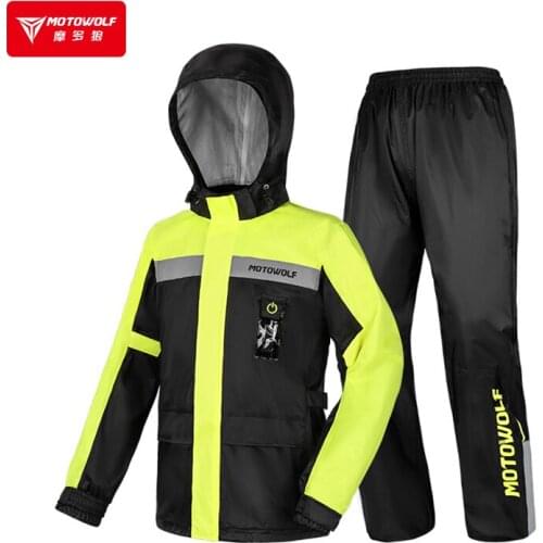 Motorcycle Raincoat Split Rain Suit Reflective LED Alert Waterproof Adjustable Cap Hat Impermeable for Riding Cycling Motocross