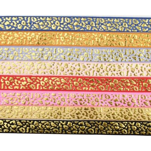 HSDELASTIC Foe 5/8 inch Heat transfer printed leopard print Series on fold over elastic 50Yards/Roll