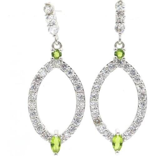 59x34mm SheCrown Long Big Size Created 18g Blue Aquamarine CZ Gift For Ladies Silver Earrings