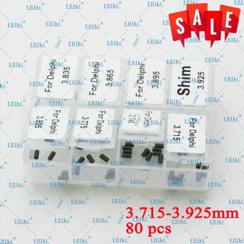ERIKC Adjusting Shims Kit Size 3.715-3.925mm Diesel Nozzle Valve Adjust Washer Repair Gaskets 80pcs for Delphi Series Injector