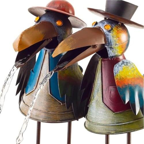 Fountains Yard Art Decor,Owl Water Funny Crow Water Yard Statue Rooster Outdoor Ornaments For Garden Gardening Decorations
