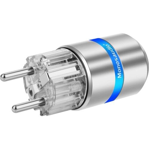 Monosaudio E107R/F107R 99.998% Pure Copper Rhodium Plated Schuko EU Power Plug European Male Connector+IEC Female Connector Plug