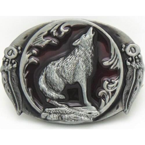 Western cowboy belt buckle guitar zinc alloy moon wolf belt buckle unisex belt buckle